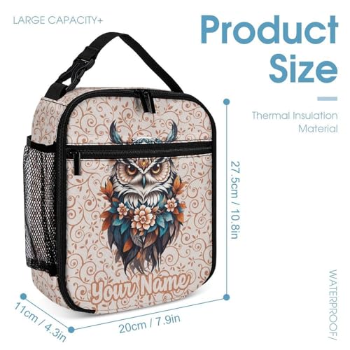 Custom Owl Backpack with Lunch Box & Pencil Case for Kids Girls Boys School, 16 Inch Cute Owls Bookbag, School Backpack for Students Children, Lightweight, Large Capacity4