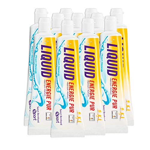 Sanct Bernhard Sport Liquid Energie Pur | 11 Tuben | Kohlehydratreiches Energie-Gel | Geschmack Pfirsich-Maracuja | Laktosefrei glutenfrei und vegan | Deutsche Produktion & laborgeprüft