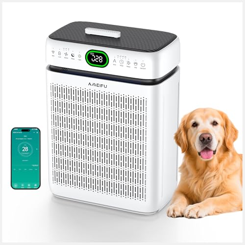 Air Purifiers for Home Large Room Up to 3500 Sq Ft with Washable Filters,Double-Sided HEPA with PM 2.5 Display Air Quality Sensor,Smart WiFi APP,Air Cleaner for Pets,Hair,Dust,Smoke,Dorm room,Office