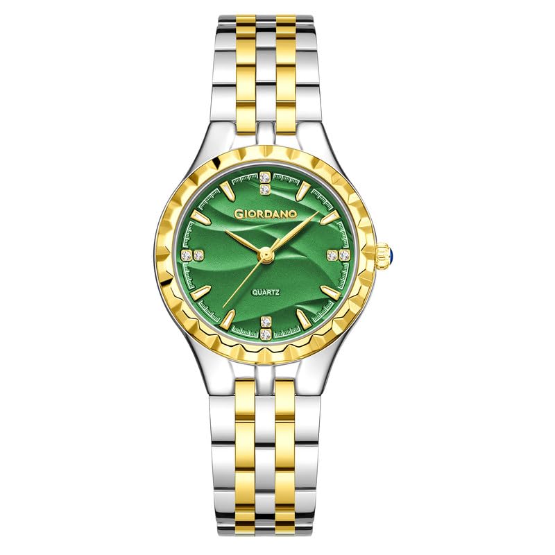 Image of Giordano Analog Quartz Watch for Women with Textured Round Dial, Luminous Hands and Markers, Stainless Steel Strap - GZ-60164