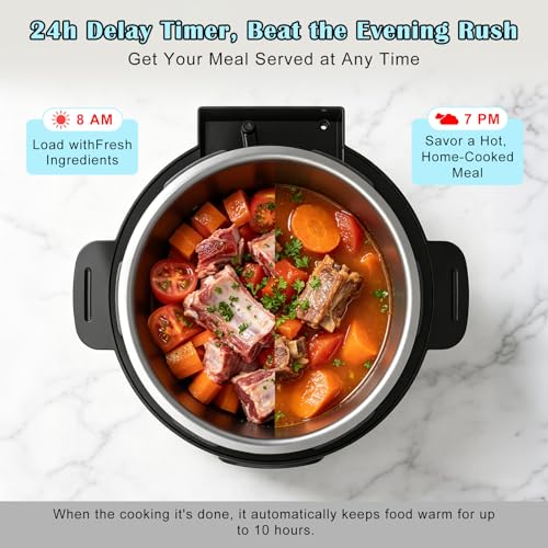 Image of Fullwill 8QT Electric Pressure Cooker Max, 12-in-1 Multi-Use Programmable with Ceramic Non Stick Pot for Saute,1200W Fast Cooking, Slow Cook, Steam, Yogurt, rice maker cooker,Family Meals & Gatherings