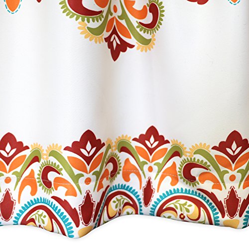 Lush Decor Clara Valance Paisley Damask Print Bohemian Style Single Curtain, 52" W x 18" L, Turquiose & Tangerine - Image 4