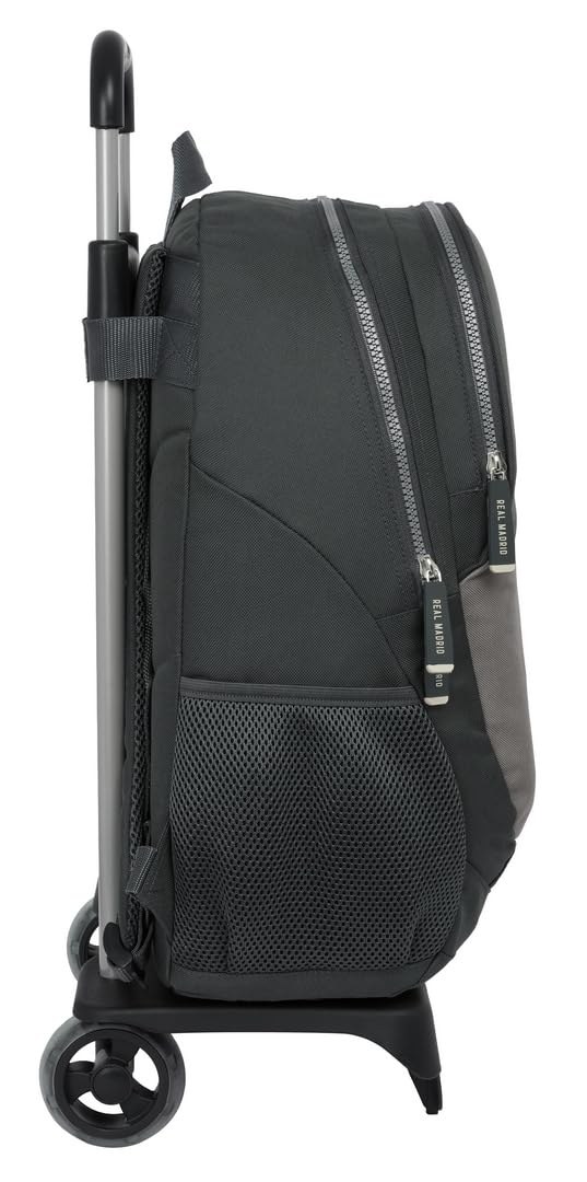 Safta REAL MADRID 3ª EQUIPACIÓN 24/25 - Mochila Escolar con Carro, Ideal para Niños de Diferentes Edades, Cómoda y Versátil, Calidad y Resistencia, 33x15x43 cm