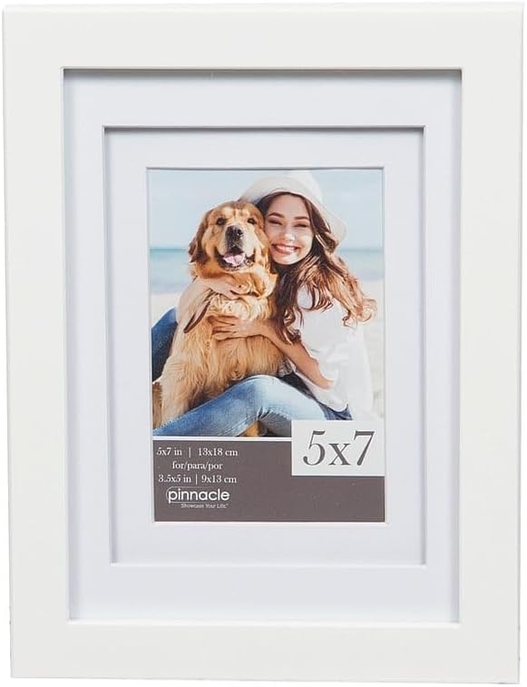 Wood White/White AIRFLOAT Mat 5x7/3.50x5 Frame by Pinnacle