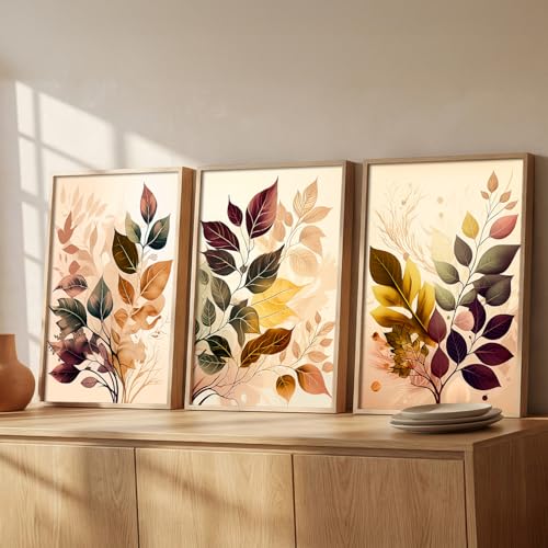 Image of kotart Home Decoration Painting Floral Paintings With Frame For Living Room Bed Room Hotel Wall Decor Digital Reprint Engineered Wood Set of 3 (Art 6, 13X17 INCH)