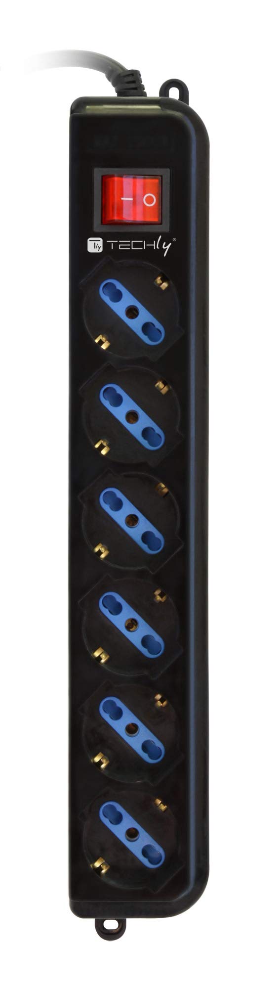 Techly IUPS-PCP-16BK3 base múltiple Interior 3 m 6 salidas AC Negro - Bases múltiples (Interior, 3 m, 6 salidas AC, Tipo L (IT), Tipo F, Tipo L, Negro)
