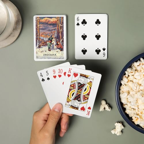 Baraja Vintage Snowman para adultos, 52 cartas póker miniatura 2