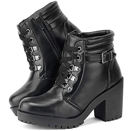 Bota Coturno Tratorada Luxo Sapatofran Confortável Com Salto em Bloco (36, PRETO)