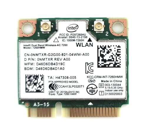 Intel 7260.HMW Dual Band Wireless-AC 7260 Network Adapter PCI Express Half Mini Card 802.11 b/a/g/n/ac