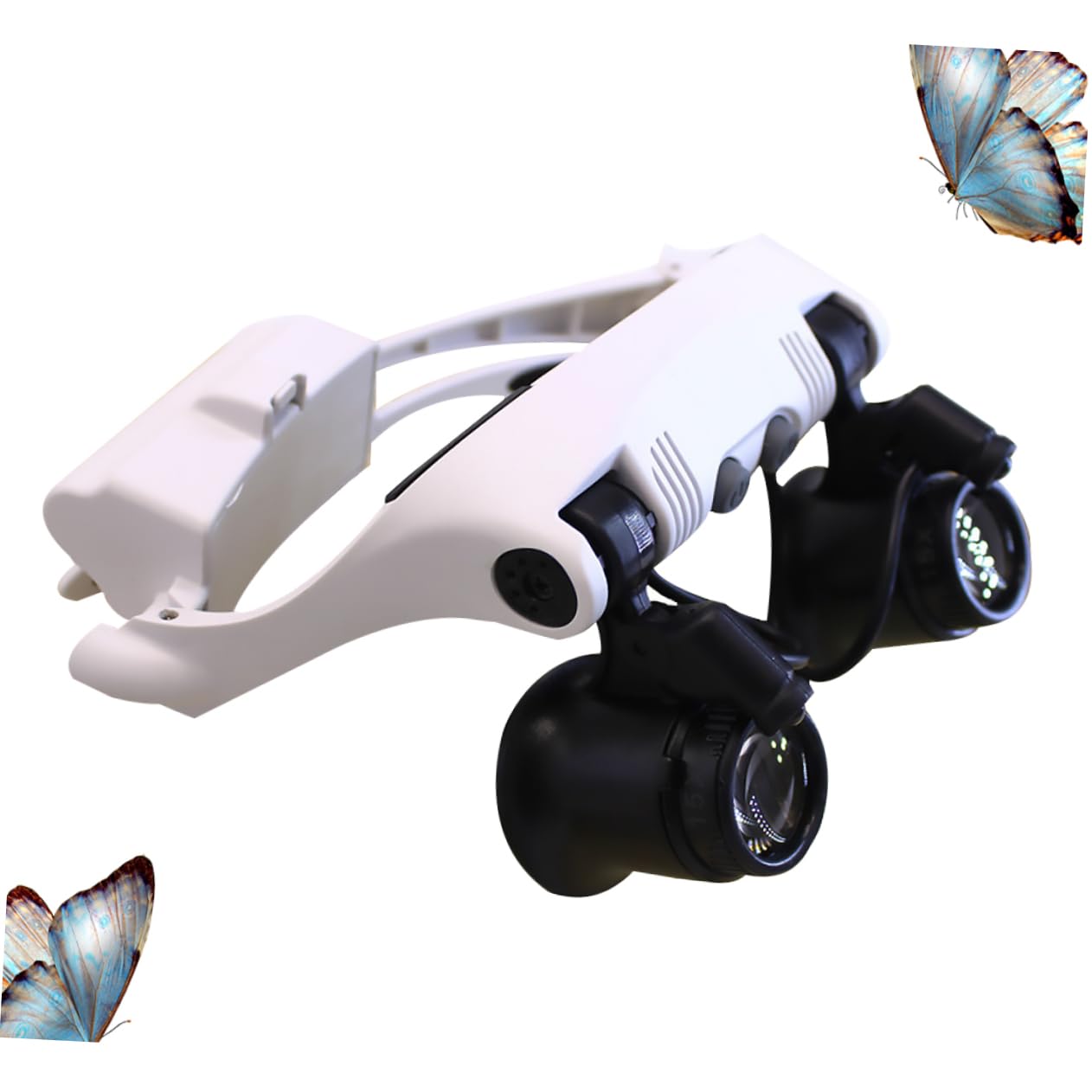 FRCOLOR 2 Piezas de luz LED Lupa con luz LED Diademas lámpara de Aumento Lupa de Visera Lupa de Montaje en la Cabeza con Faro ópticas para Reparar y tasar