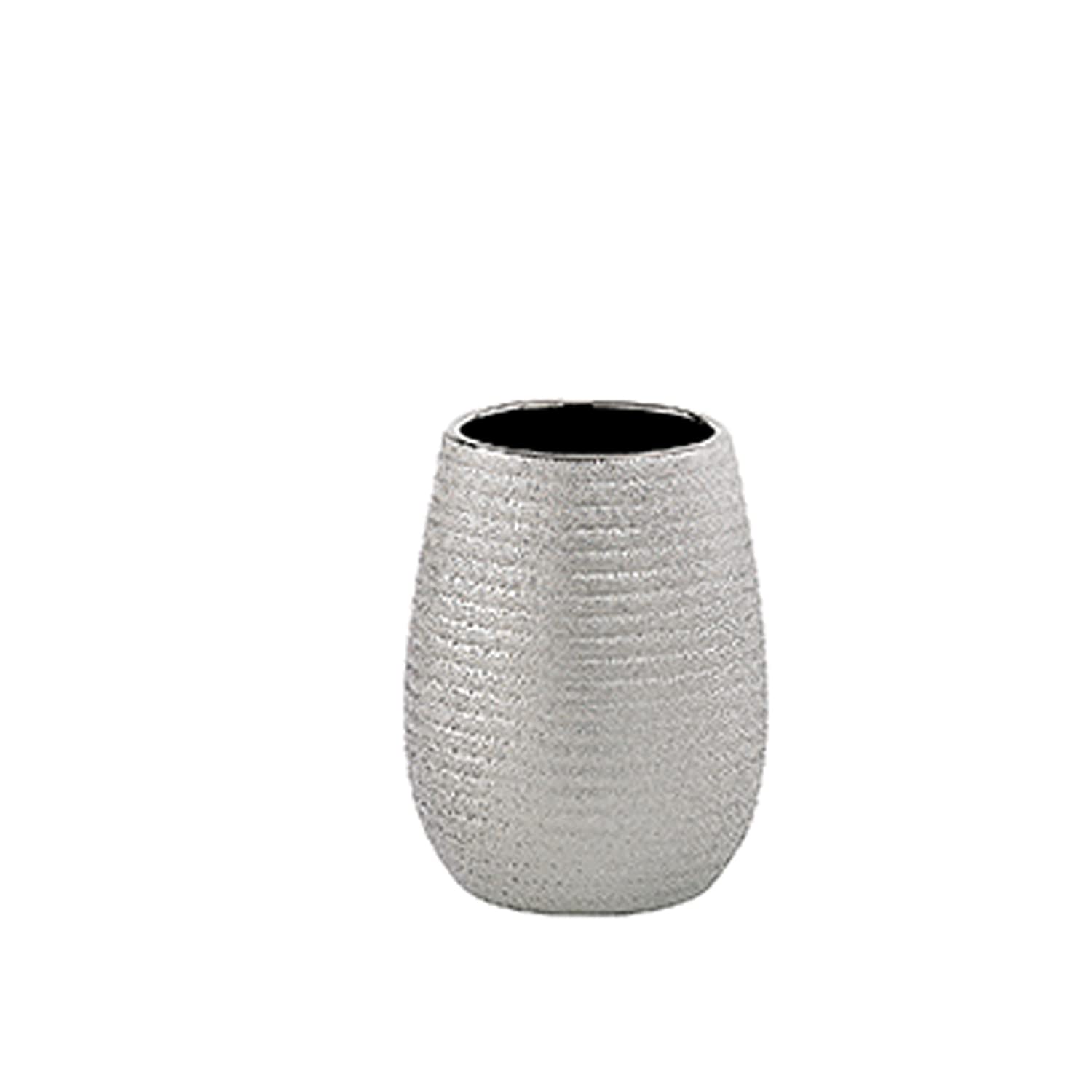 Gedy Silver G-Astrid Bathroom Toothbrush Holder, Dimensions 11 X 8.3 X 8.3 Cm, Weight 0.25 Kg, Ceramic Toothbrush Holder, Year Of Warranty 2, R&D Design