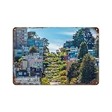 Berühmte Lombard Street, San Francisco, Kalifornien, USA,Vintage-Blechschild, Zuhause, Büro, Küche, Pub, Club, Café, Bar, Bauernhof, Restaurant, Sammlung, Metall-Wanddekoration,20 x 30 cm -610