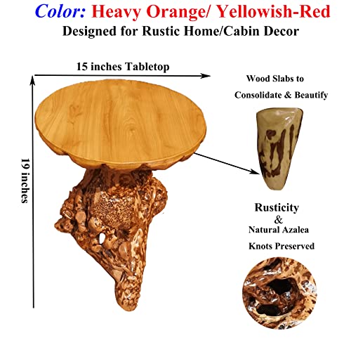 Rustic Azalea Tree Stump/Root End Table |Unique Wood Root Log Side Table |Reclaimed Primitive Tree Trunk Corner Accent Table |Round Natural Live Edge Coffee Table |Log Cabin Home Decor Furniture #TOP6