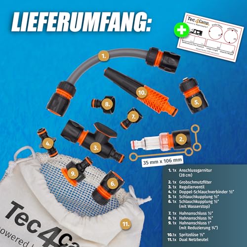 MaJoCompTec® CONNECT-30 Wohnmobil Wasserfilter Set | Caravan Wasser Einfüllstutzen Tankdeckel Zubehör | Schlauchverbinder kompatibel mit Gardena (Anschluss-Set mit Filter, Zubehör)