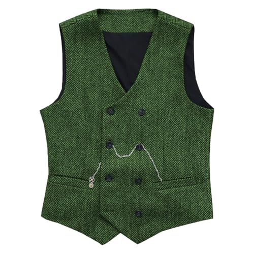 Men's Herringbone Tweed Suit Vest Vintage Button Down Blazer Formal Wool Blend V Neck Waistcoat for Groomsman2
