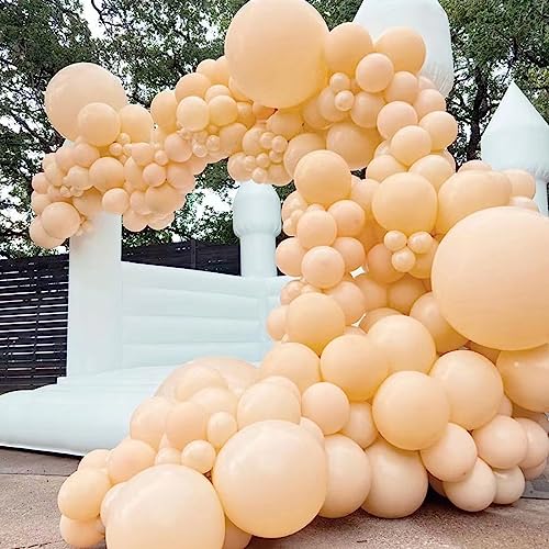 Image of Jobkoo Nude Balloons, 12 Inch 30 Pcs Beige Balloon Retro Apricot Neutral Latex Balloons Matte Tan Cream Blush Peach Helium Party Balloons for Boho Birthday Wedding Baby Bridal Shower Party Decorations