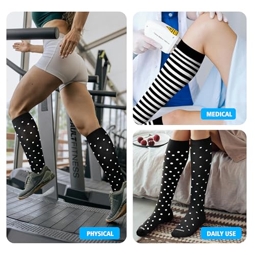 Image of LEVSOX Cotton Compression Socks for Women&Men 20-30mmHg Knee High Cute Support Sock for Nurses Pregnancy Travel