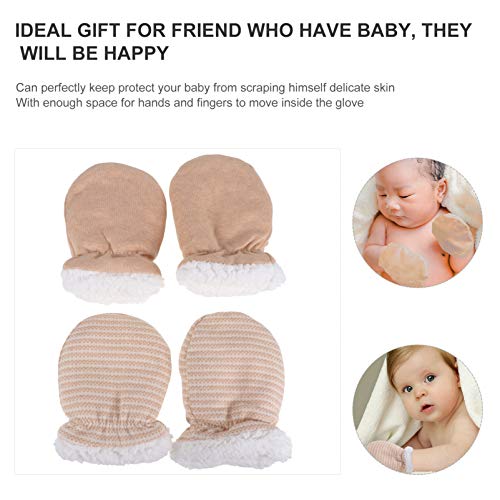 2Pairs Scratch Mittens Adjustable Warm Gloves for Boy Girl Soft Material Protects Hands From Cold Scratches Fashionable Design Deep Floral Print3