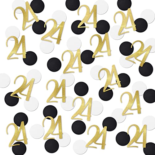 Gold Glitter 24 Confetti, 24th Birthday Number Confetti, 200pcs Anniversary Party Table Decoration Supplies by MAGJUCHE - Used condition - US$9.33