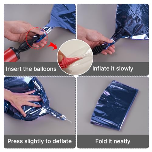 Image of PartyWoo Navy Blue Foil Balloons 3pcs Large Round Giant Jumbo 4D Balloons