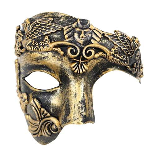 SHIFANQI Masquerade Mask for Men Retro Phantom Of The Opera Mask Vintage Venetian Mask for Ball Party Mardi Gras Carnival Gold