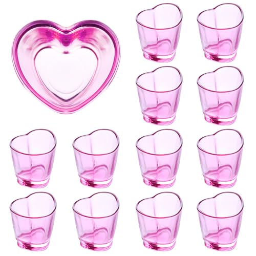 Jaepsing Vasos de chupito con forma de corazón de 1.5 onzas, juego de 12 vasos de chupito Soju, bonitos vasos de chupito a granel, vasos de chupito de tequila, vasos de chupito rosa