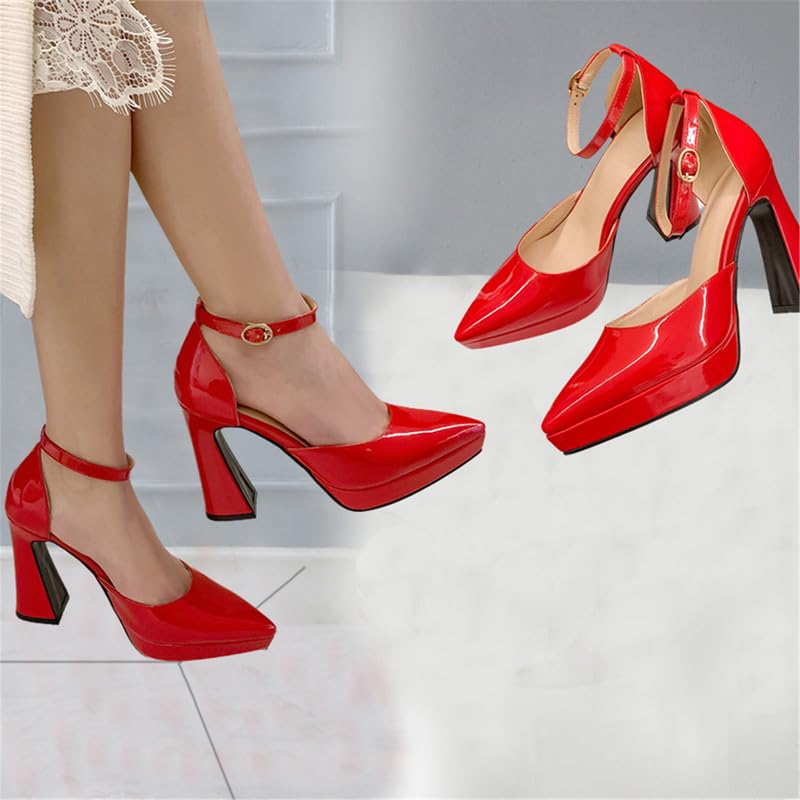 Image of FOREADA Lolita Bow Platform High Heel Women Rockabilly Mary Jane Dress Pump | Boasts soft kawaii retro vintage lolita tea party aesthetic, with block heel ,bow, round toe versatile style for dress wear