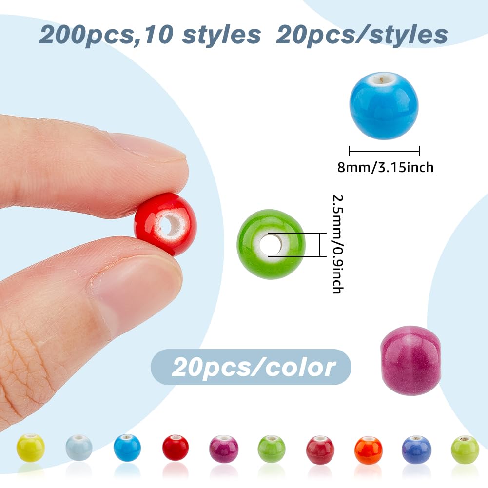 10 perline rotonde in ceramica da 8 mm, distanziatori in porcellana metallizzata multicolore, smaltati, orecchini, bracciali, cavigliere, yoga, mala, collane, gioielli boho - Italia