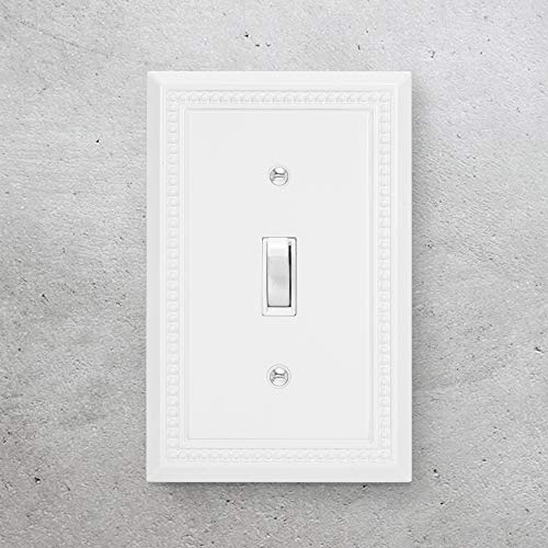 Image of Henne Bery Sunken Pearls Heavy Duty Decorative Wall Plate Switch Plate Outlet Cover (Single Toggle, 2 Pack, White)