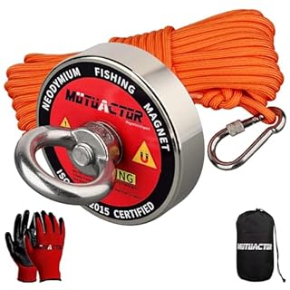 MUTUACTOR n52 Aimant Neodyme Super Puissant 150KG Force de Traction, Aimant Puissant Avec 20M Robuste Corde, Acheter Aimant Puissant Dans Jeu Pêche Magnetique pour la pêche magnétique et Le sauvet …