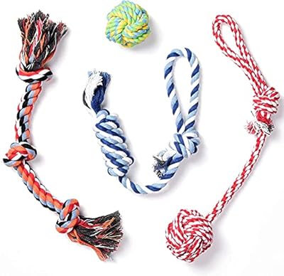 TwoEar Dog Toys for Medium Small Dogs, Interactive Dog Toys for Boredom, Dog Rope Toys for Teething, Tug and Play, 100% Natural Cotton Rope