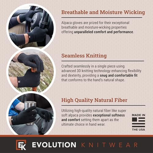 Evolution Knitwear Alpaca Knit Gloves - Made in The USA - Super Soft Baby Alpaca - Large2
