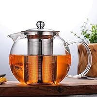 XFLYP 600ml Teekanne Glas Teebereiter mit Abnehmbare Edelstahl-Sieb, Teesieb Glas Teebereiter mit Deckel, Perfekt Perfekt für Losen Tee und Kaffee Teebeutel, Hitzebeständig & Transparent