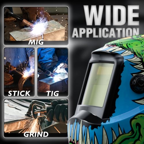 Image of YESWELDER Auto Darkening Welding Helmet, 1 /1 /1 /1 True Color Solar Powered Welding Hood with 2 Arc Sensors, Blue Light Blocking Welder Mask for TIG MIG ARC and Grind