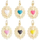 Beebeecraft 1 caja de 6 dijes de Corazón Sagrado de Latón Chapado En Oro de 18 quilates con Forma de Corazón Y Cruz Ideal para Hacer Joyas Manualidades Pendientes Collares Pulseras Llaveros Y