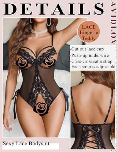 Avidlove Sexy Lingerie for Women Cutout Lace Teddy with Underwire Bodysuit - image 5