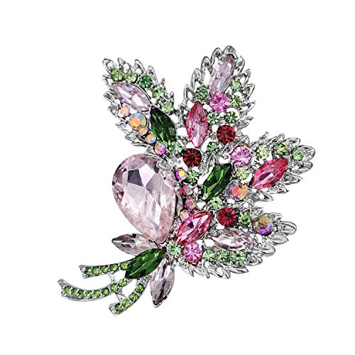 Yoqucol Big Large Brooch Pin Austrian Crystal Leaf Shape Bouquet Rhinestone Scarf Decoration Wreath Cloth Brooches Pins For Women Girls #TOP5