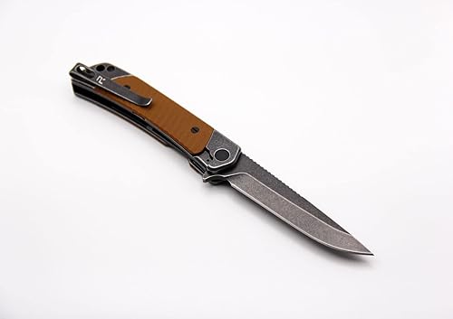 Miniatura 2 de REVO Cuchillos Duo Drop Point wAux Cutter - Marrón  Hoja 9CR con incrustaciones G10 en asas de acero inoxidable  Multiherramienta de bloqueo