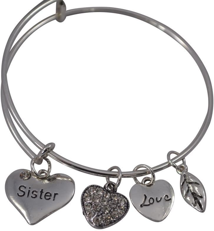 Infinity Collection Women's Sister Charm Bangle Bracelet- Sister Jewelry- Gift for Big, Middle & Little Sisters
