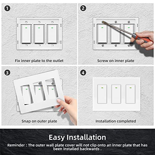 Smart Switch 3 Gang Alexa Smart Switch, 2.4Ghz In-Wall Smart Switch Wifi Light Switch Compatible With Alexa And Google Assistant, Neutral Wire Needed, No Hub Required (Smart Switch 3 Gang(Button)) #TOP6