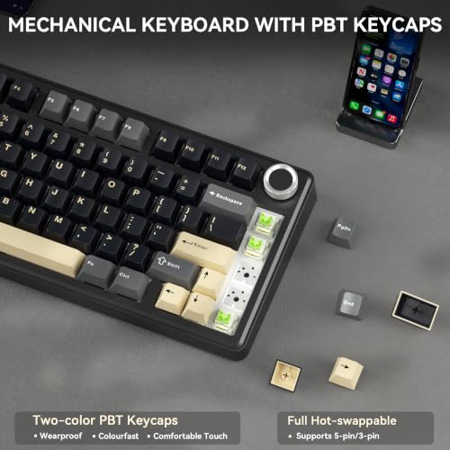 Image of SOLAKAKA A75 75% Wireless Gaming Keyboard with Multifunction Knob, Black