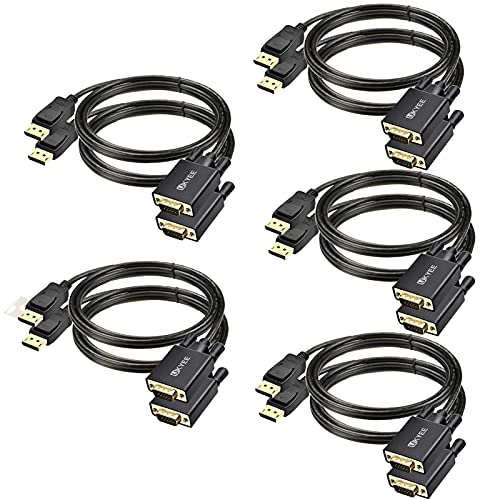 Image of UKYEE DP to VGA Cable 6Ft 10-Pack, Display Port to VGA Adapter Cord 6 Feet for Computer Monitor Projector and More Gold-Plated