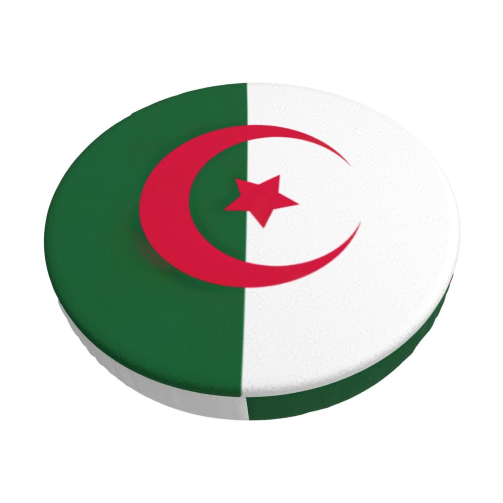 ACVnbm Flag Of Algeria Print Round Bar Chair Cushion Cover, Elastic Chair Protector For Kitchen Bar Dining