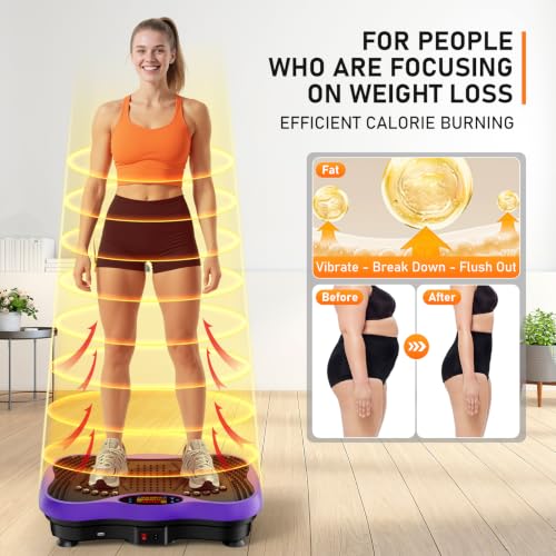 Image of Vibration Plate Exercise Machine, 130 Levels Full Body Workout Vibrating Plate for Lymphatic Drainage Weight Loss, 450 Lbs Capacity Shake Platform with Bluetooth for Women Men