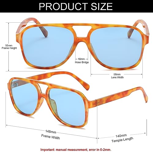 Image of Polarized Classic Vintage Aviator Sunglasses for Men Women Large Frame Retro 70s Sunglasses