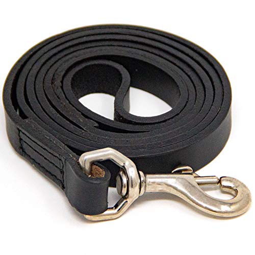 Logical Leather 4 Foot Dog Leash - Best for Training - Heavy Full Grain Leather Lead - Black