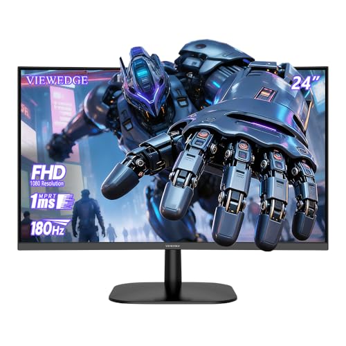 Image of Viewedge 24 inch Curved Gaming Monitor 180Hz FHD 1080p 1ms VA Adaptive Sync | 100% sRGB Color Accuracy HDR10 Enhanced Visuals Low Blue Light Technology Flicker-Free Eye Comfort One HDMI & DisplayPort