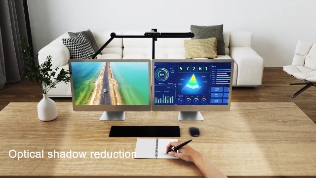 Image of Micomlan Led Desk Lamp with Clamp, Architect Desk Lamp for Home Office with Atmosphere Lighting, 24W Ultra Bright Auto Dimming Computer Light Stepless Dimming and Tempering LED Table Light
