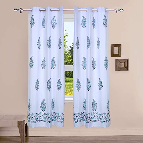 Image of LINENWALAS Cotton Solid Panel Curtains, 4.5ft x 7ft, Multicolour | Set of 2