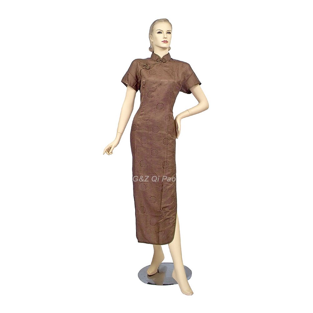 brown asian dress Chocolate Brown Kimono Sleeve Embellished Maxi Dress 14 (L)